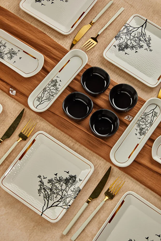 Dilek Ağacı 14 Parça 6 Kişilik Lüx Kahvaltı Takımı Seti Kahvaltılık Sunum Seti